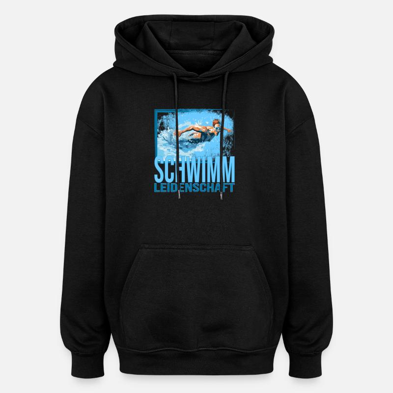 Schwimm Leidenschaft - Oversized Unisex Hoodie - Schwarz