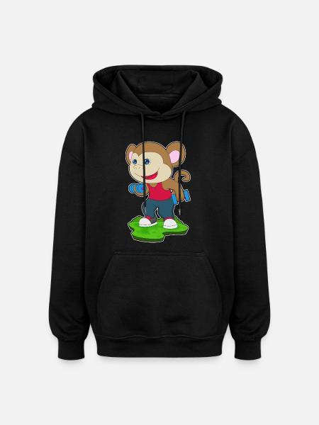 Monkey Bodybuilder Dumbbells Bodybuilding - Oversized Unisex Hoodie - black