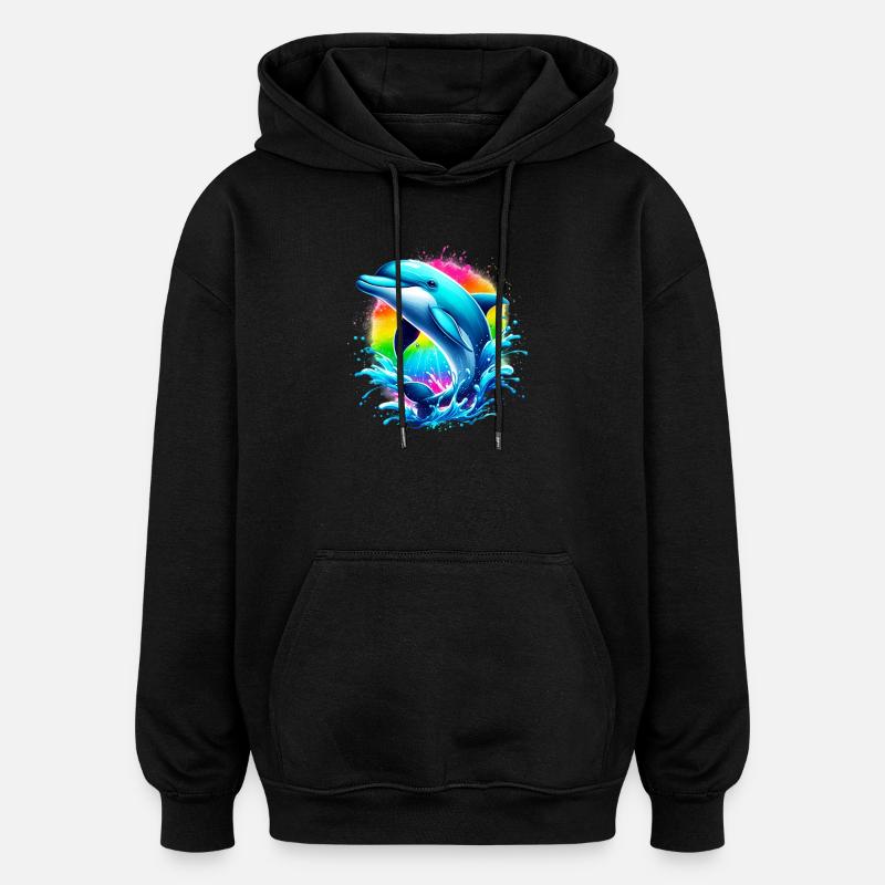 Dolphin - Oversized Unisex Hoodie - black