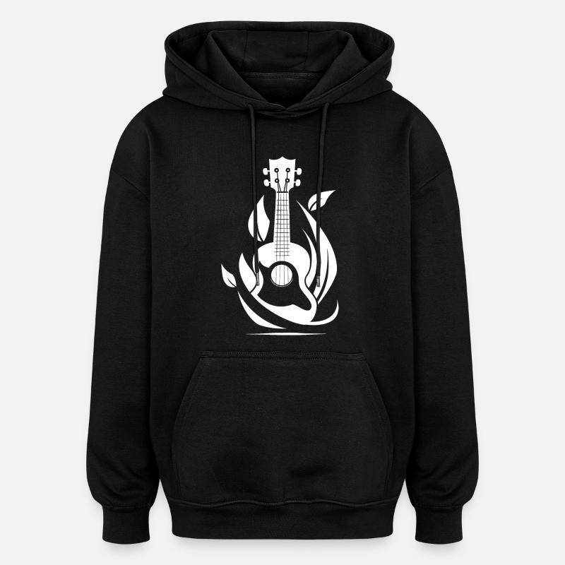 Graphiques Ukulele - Sweat à capuche oversize unisexe - noir