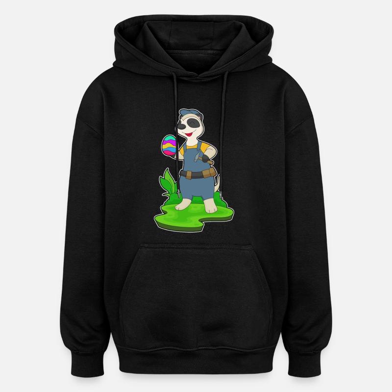 Erdmännchen Ostern Handwerker - Oversized Unisex Hoodie - Schwarz