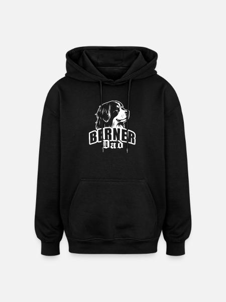 "Bernese Dad" with a dog's head - Oversized Unisex Hoodie - black