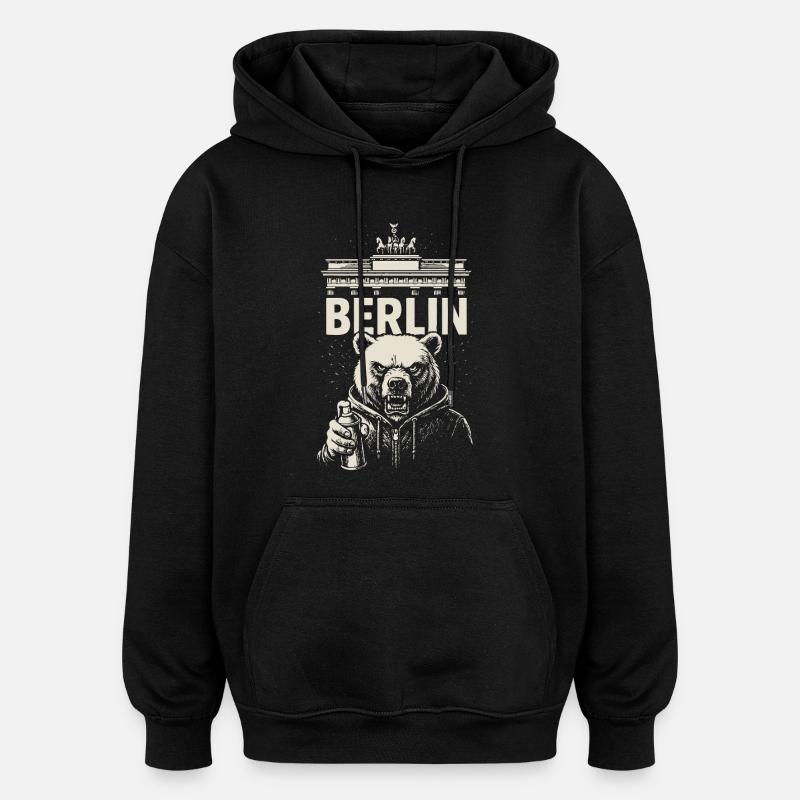 Berlin Rebel - Sweat à capuche oversize unisexe - noir