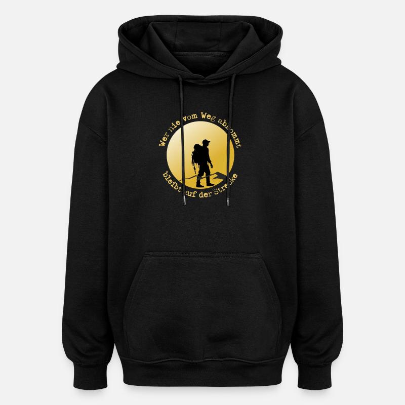 Wanderer auf der Straße - Oversized Unisex Hoodie - Schwarz