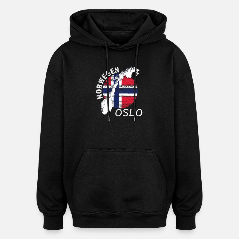 Oslo - Sweat à capuche oversize unisexe - noir