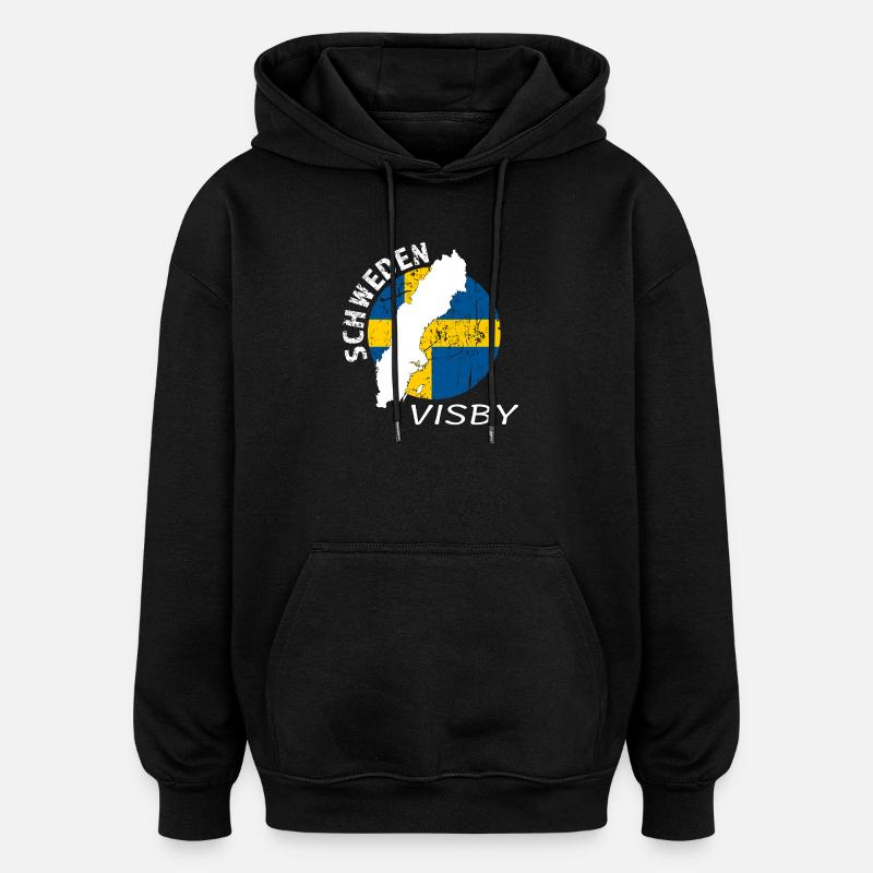 Visby - Sweat à capuche oversize unisexe - noir