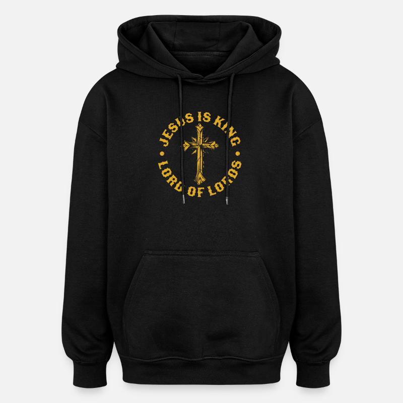 Motif de croix dorée brisée - Sweat à capuche oversize unisexe - noir