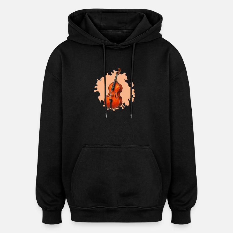 Orange Violoncelle Aquarelle - Sweat à capuche oversize unisexe - noir