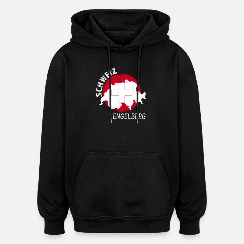 Engelberg - Oversized Unisex Hoodie - Schwarz