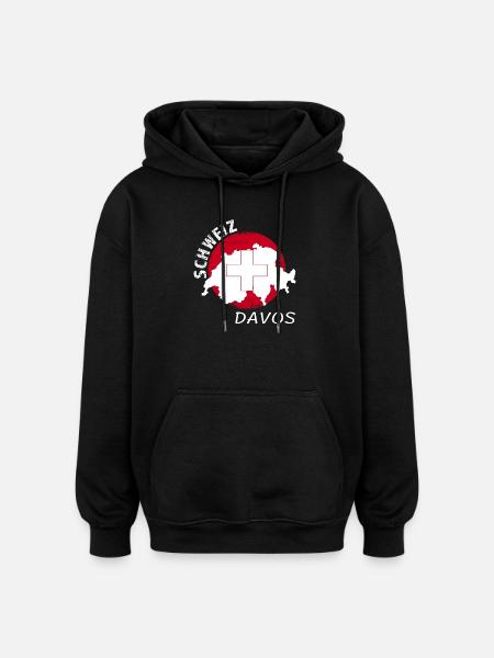 Davos - Oversized Unisex Hoodie - Schwarz