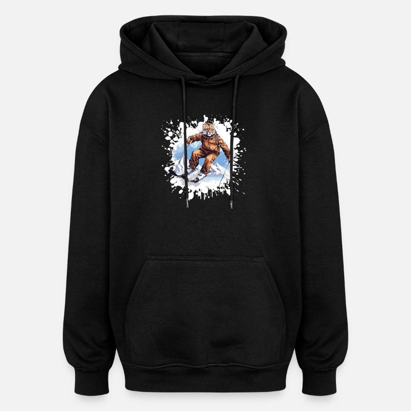 Cheetah Ski Skiing - Oversized Unisex Hoodie - black