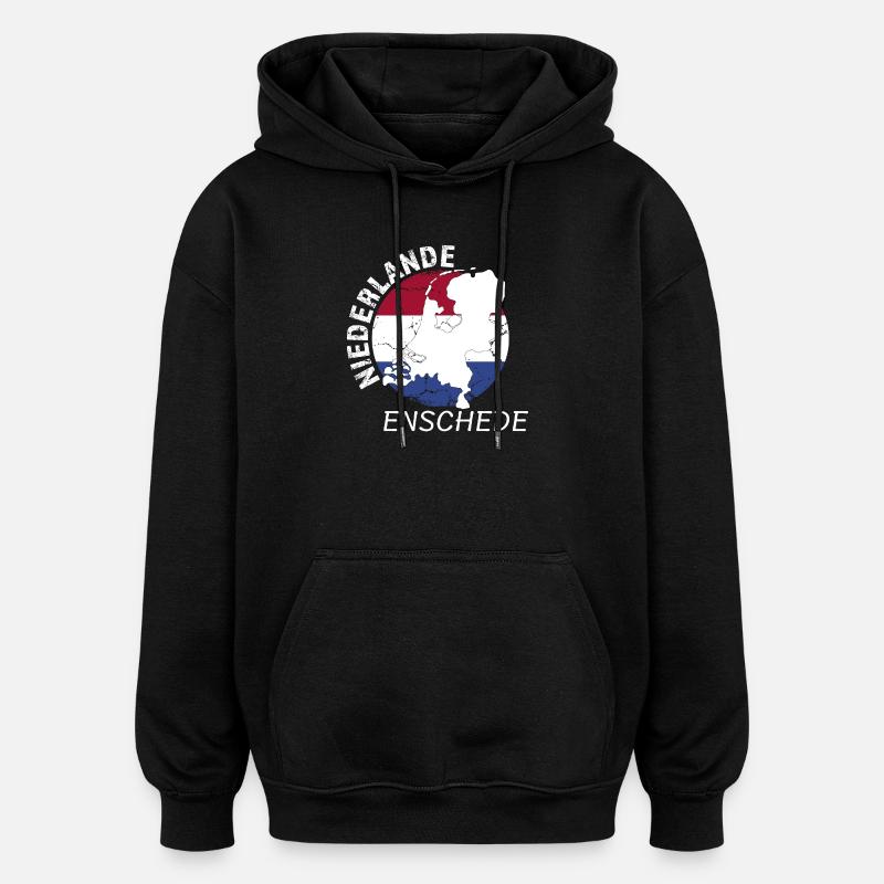 Enschede - Sweat à capuche oversize unisexe - noir