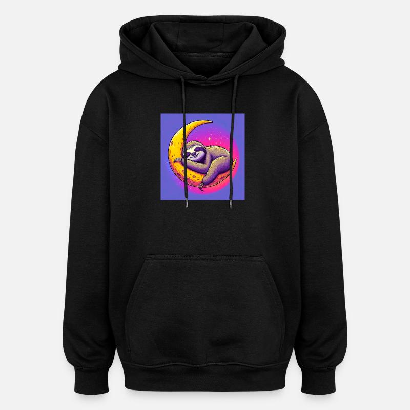 Faultier schläft auf dem Mond - Oversized Unisex Hoodie - Schwarz