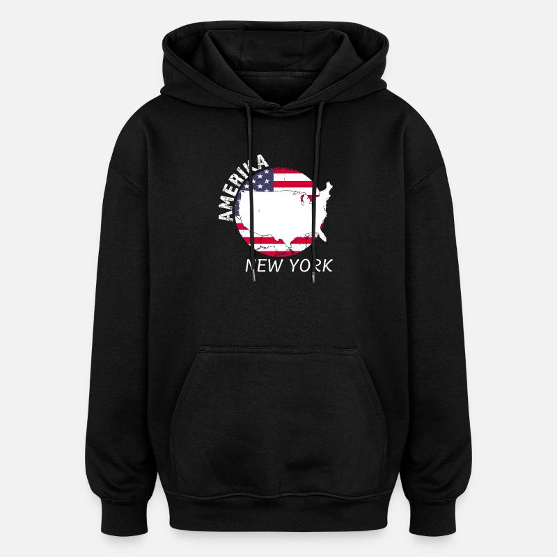 New York - Sweat à capuche oversize unisexe - noir