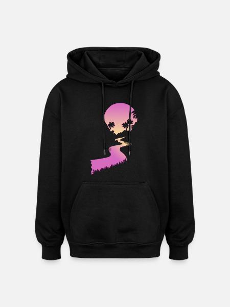 Follow the river - Oversized Unisex Hoodie - black