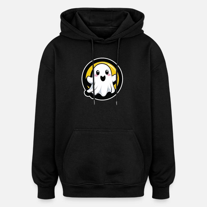 Kawaii ghost in a circle - Oversized Unisex Hoodie - black
