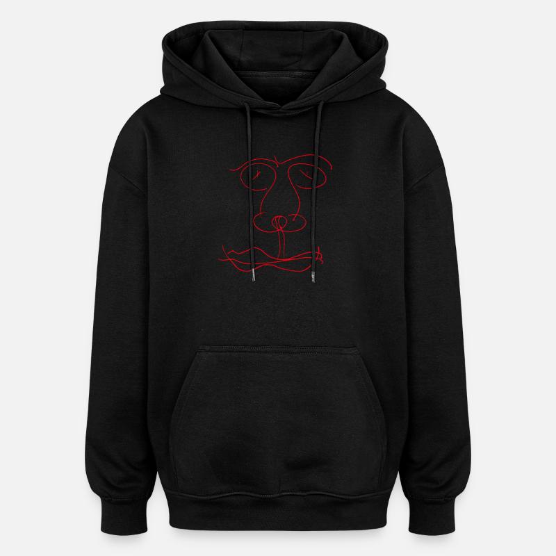 Face de ligne rouge - Sweat à capuche oversize unisexe - noir