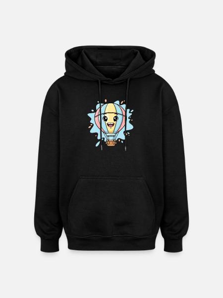Happy balloon friend cloud journey - Oversized Unisex Hoodie - black