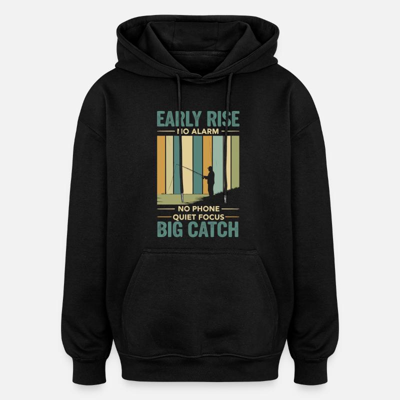 Pêche Pêcheur Hobby Pêcheur Rétro - Sweat à capuche oversize unisexe - noir