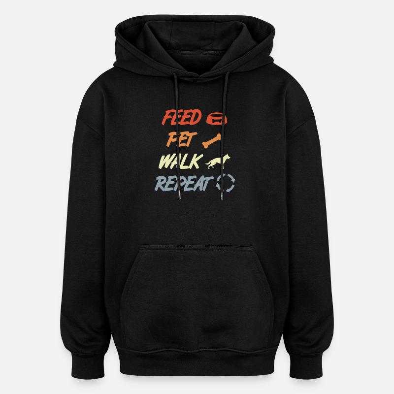 Nourrir, caresser, jouer, répéter - Sweat à capuche oversize unisexe - noir