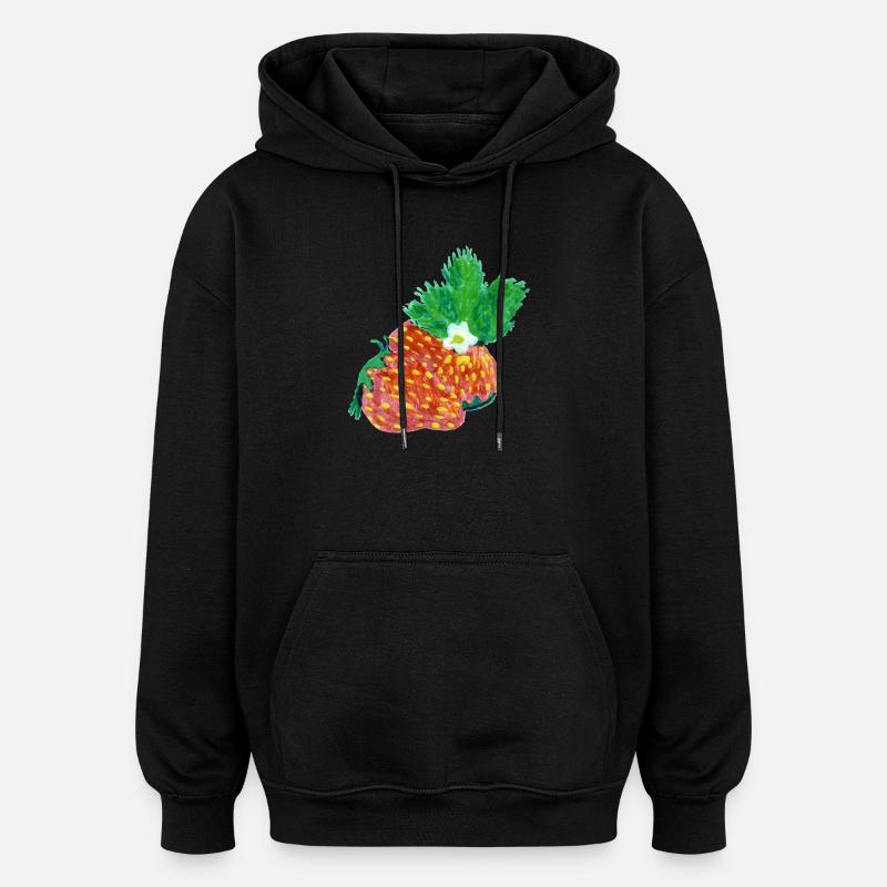 Erdbeeren Art - Oversized Unisex Hoodie - Schwarz