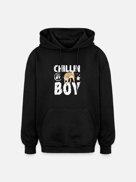 Chillin with my Akita boy - Oversized Unisex Hoodie - black