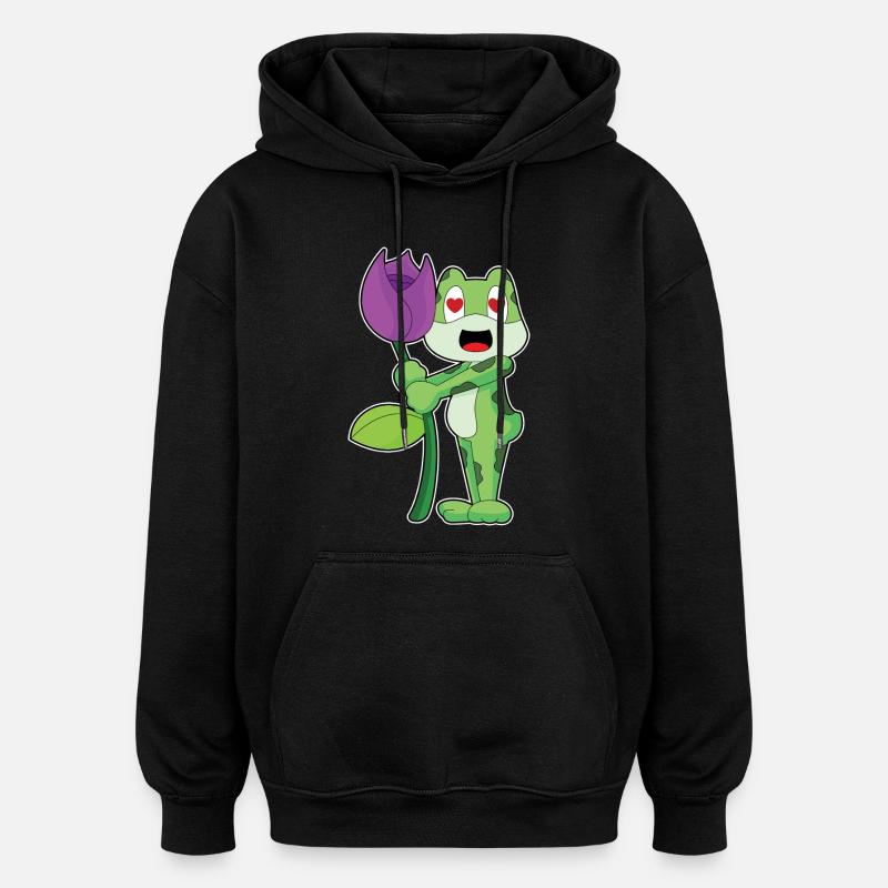 Fleur de grenouille - Sweat à capuche oversize unisexe - noir