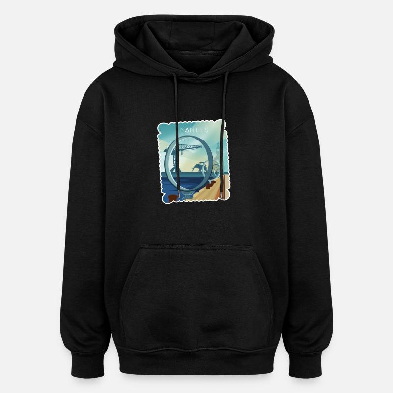 Nantes - Sweat à capuche oversize unisexe - noir