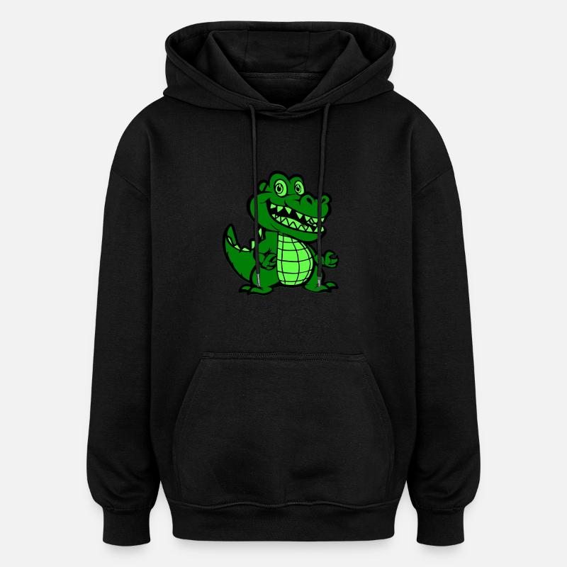 Krokodil Comic - Oversized Unisex Hoodie - Schwarz