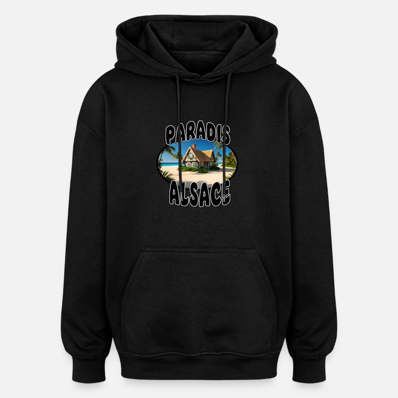Paradis Alsace - Sweat à capuche oversize unisexe - noir