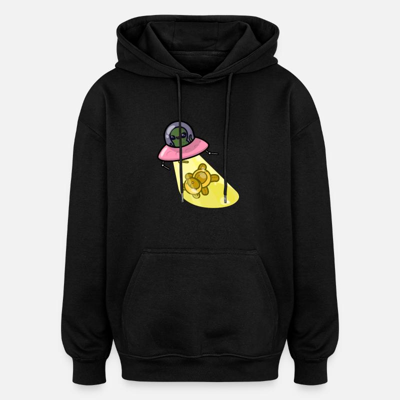 Teddy kidnappé par OVNI Uap - Sweat à capuche oversize unisexe - noir
