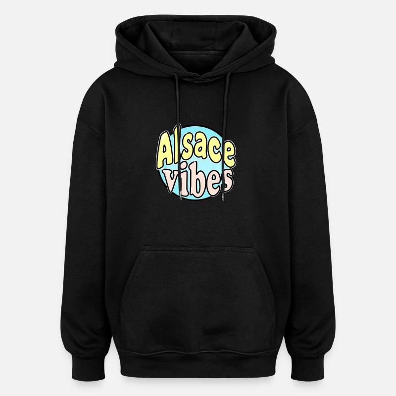 Alsace Vibes - Sweat à capuche oversize unisexe - noir