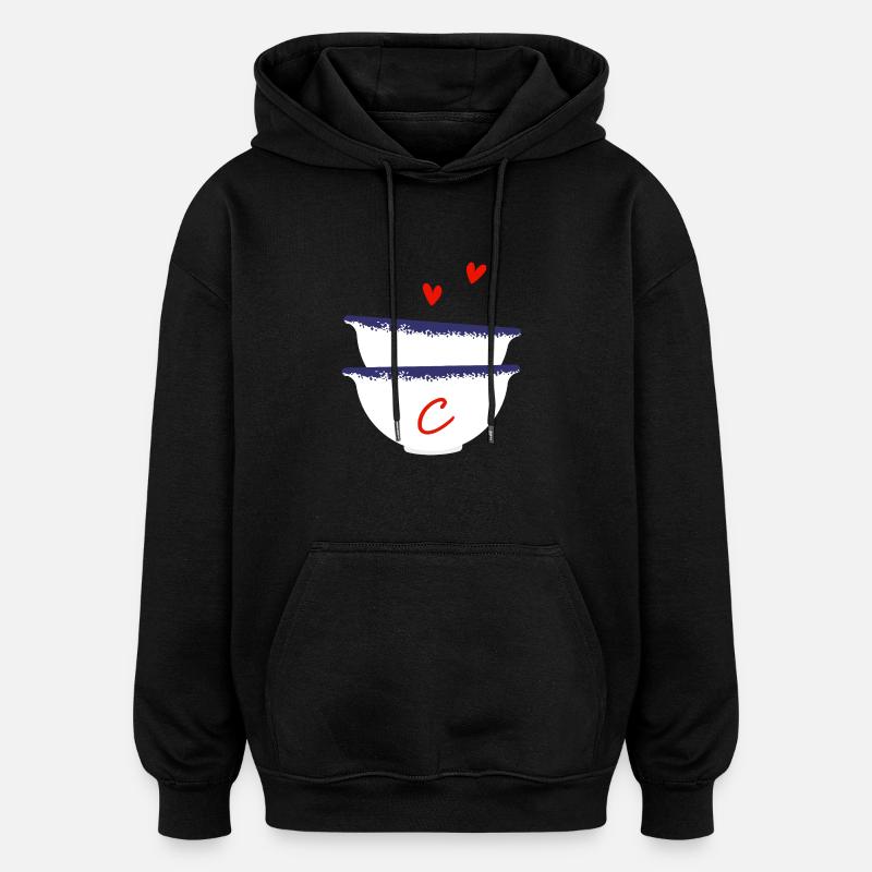 Lettre c bols breton - Sweat à capuche oversize unisexe - noir