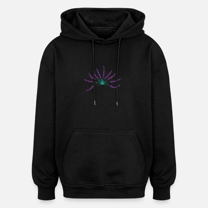 Lavendel - Oversized Unisex Hoodie - Schwarz