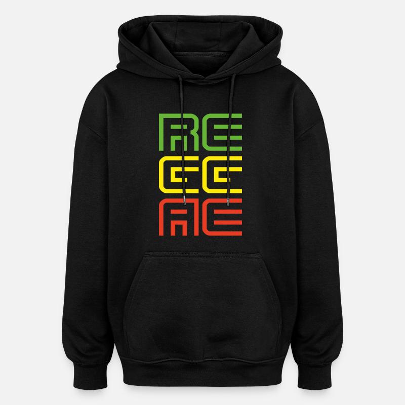 reggae - Sweat à capuche oversize unisexe - noir
