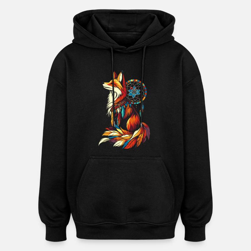 Attrape-rêves Fox - Sweat à capuche oversize unisexe - noir