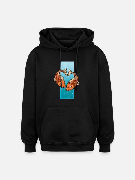 The Pisces-heart - Oversized Unisex Hoodie - Schwarz
