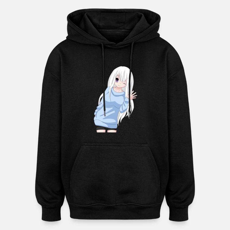 Anime-Mädchen winken - Oversized Unisex Hoodie - Schwarz