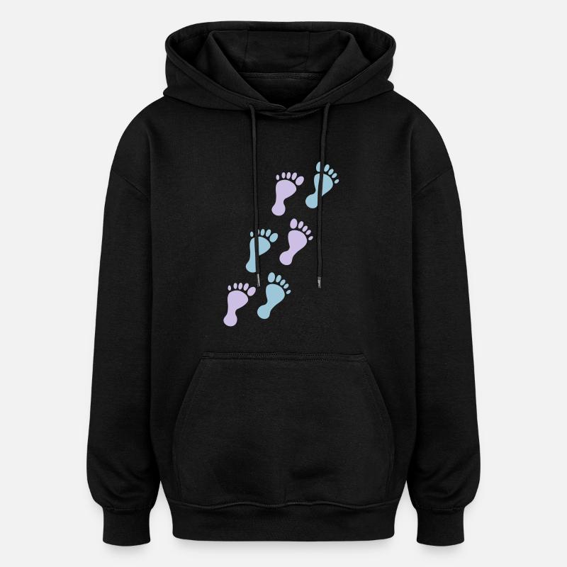 baby footprints - Sweat à capuche oversize unisexe - noir