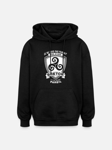 Breton Parfait - Sweat à capuche oversize unisexe - noir