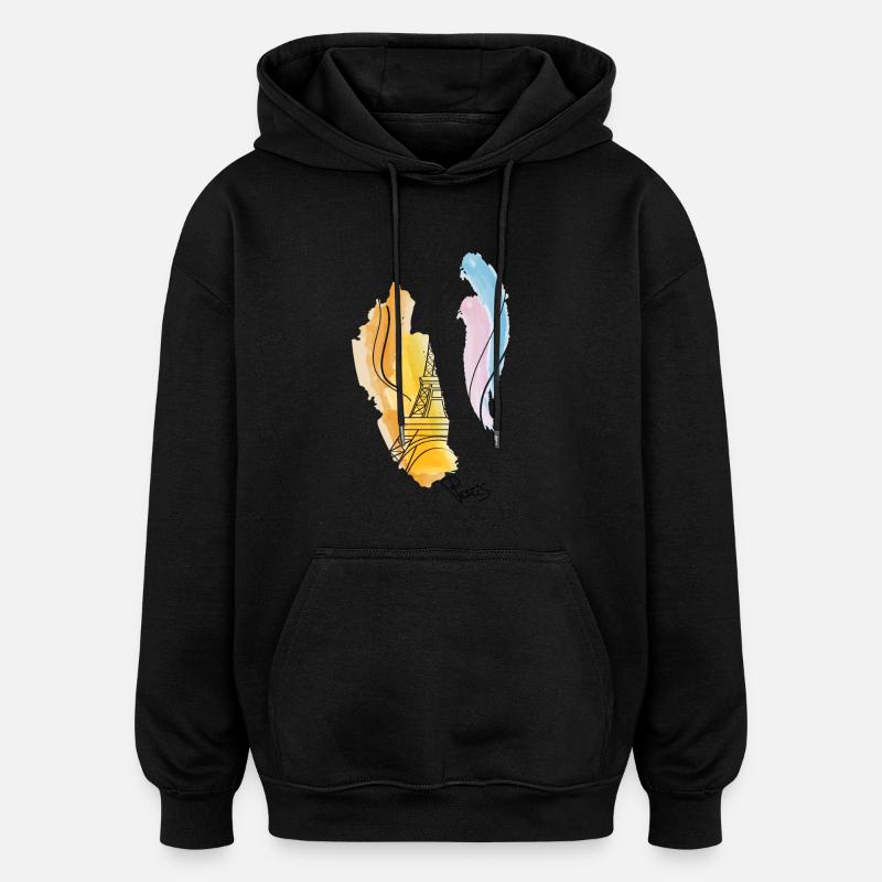 Eiffel Tower drawing - Oversized Unisex Hoodie - black