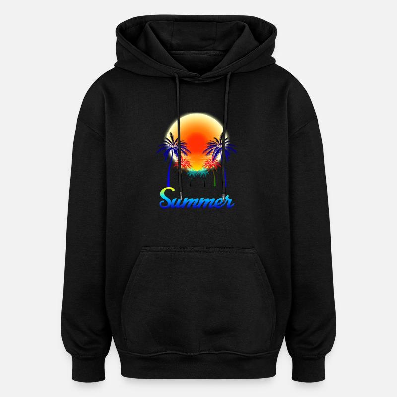 Été - Sweat à capuche oversize unisexe - noir