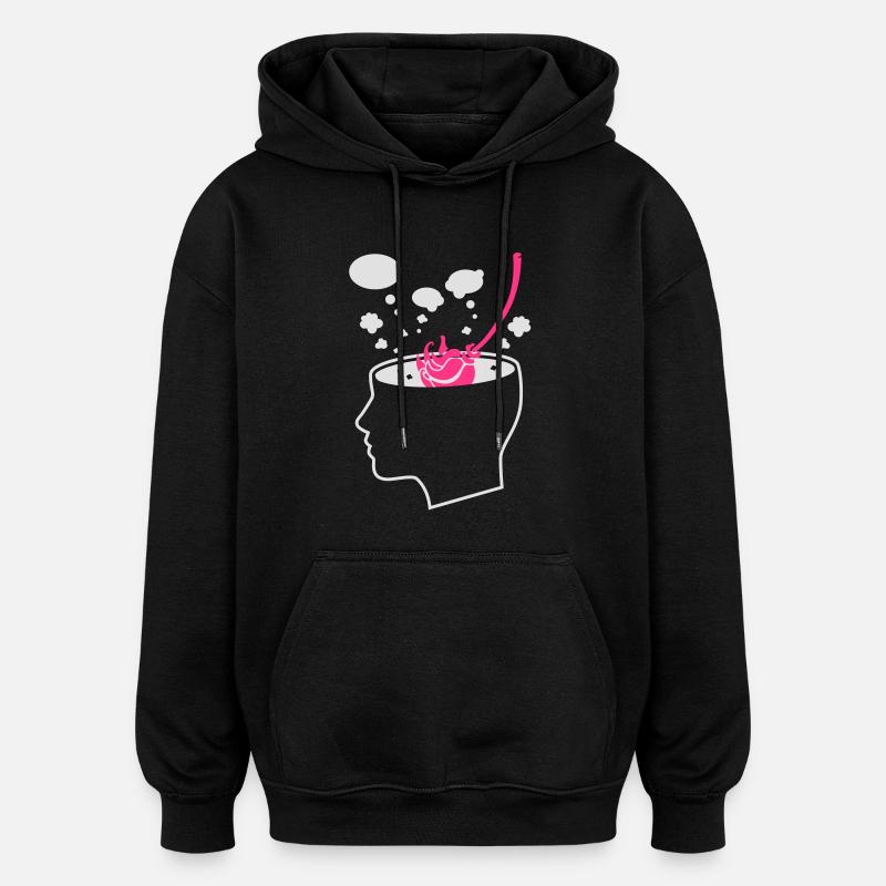 Brain - Idées - Pensez - Sweat à capuche oversize unisexe - noir