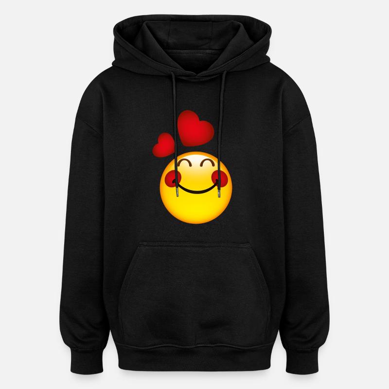 Smiley in Love - Sweat à capuche oversize unisexe - noir