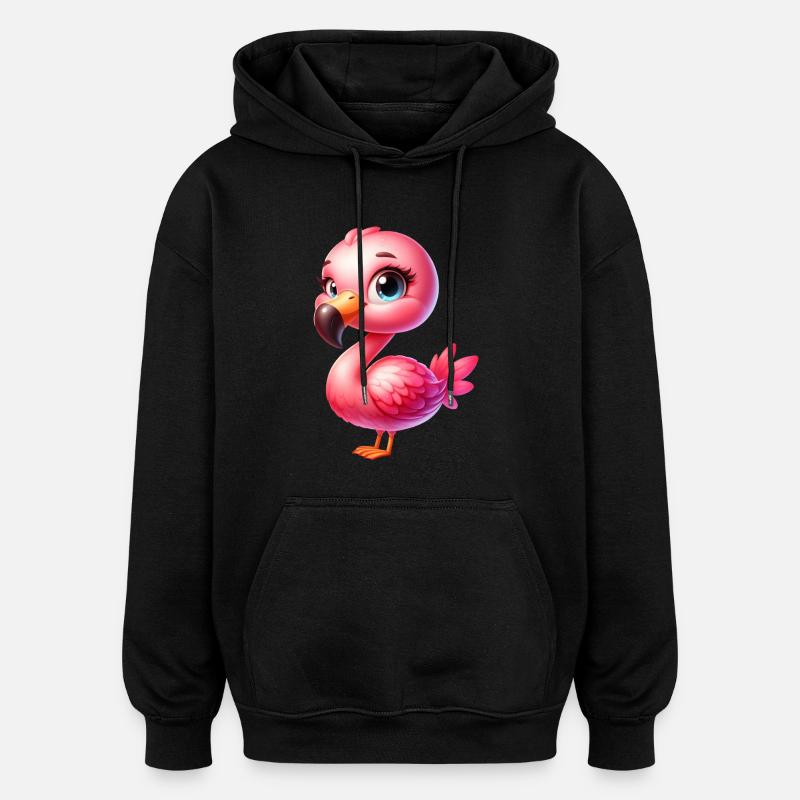 Flamingo - Oversized Unisex Hoodie - Schwarz