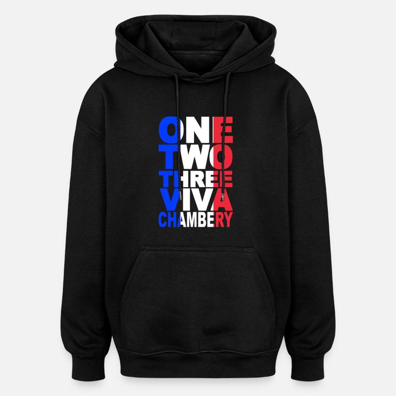 ONE TWO THREE CHAMBERY - Sweat à capuche oversize unisexe - noir