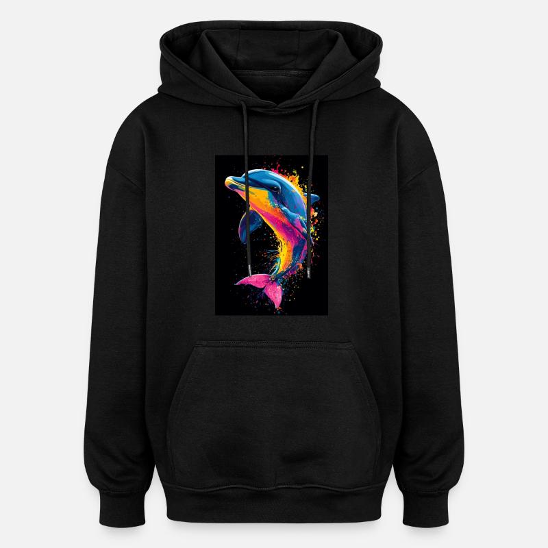 Delfin Pop Art Bunt - Oversized Unisex Hoodie - Schwarz