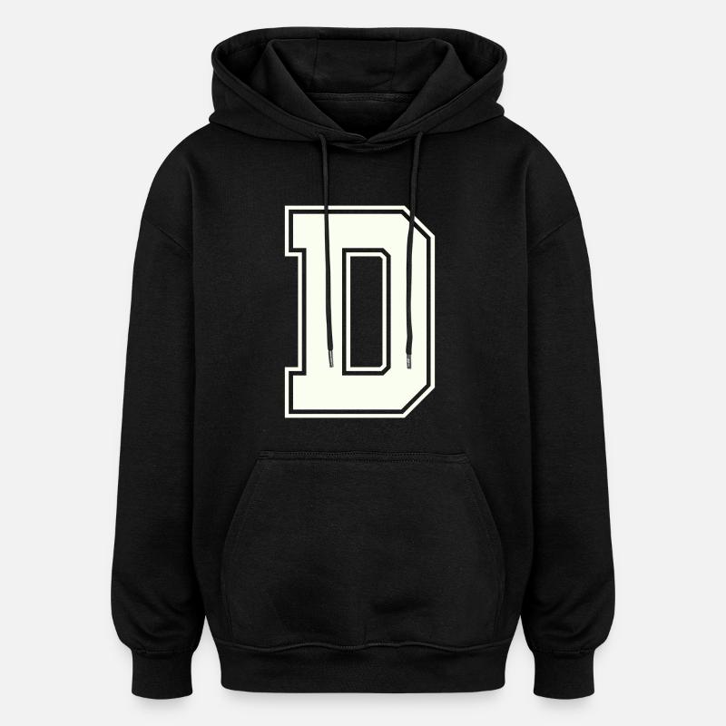 Lettre D - Sweat à capuche oversize unisexe - noir