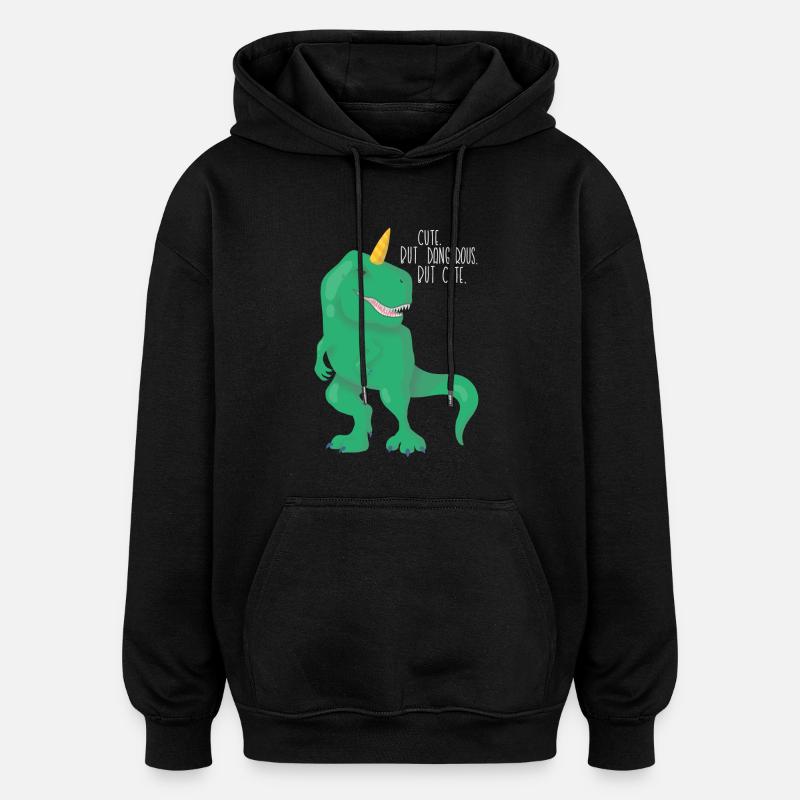 Dino Einhorn T-Rex - Sweat à capuche oversize unisexe - noir