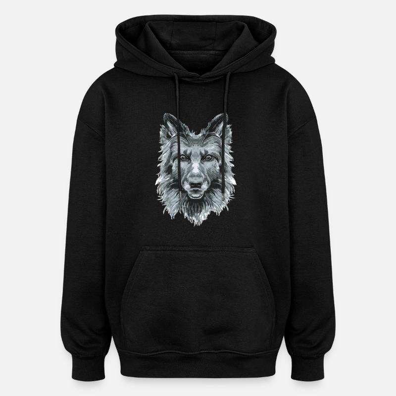 chien - Sweat à capuche oversize unisexe - noir